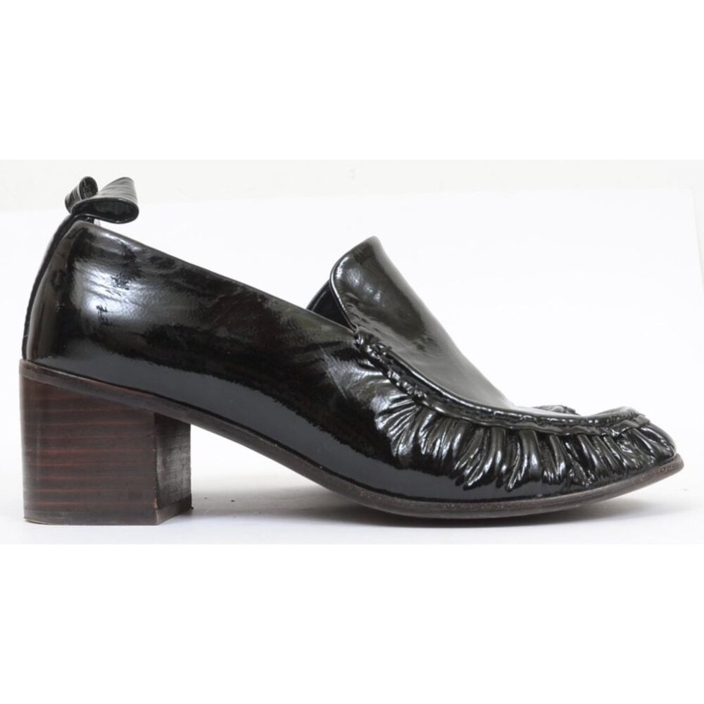 Jeffrey Campbell Shiny Black Gothic Preppy Ruched Loafers Women's Size 8 Shoes